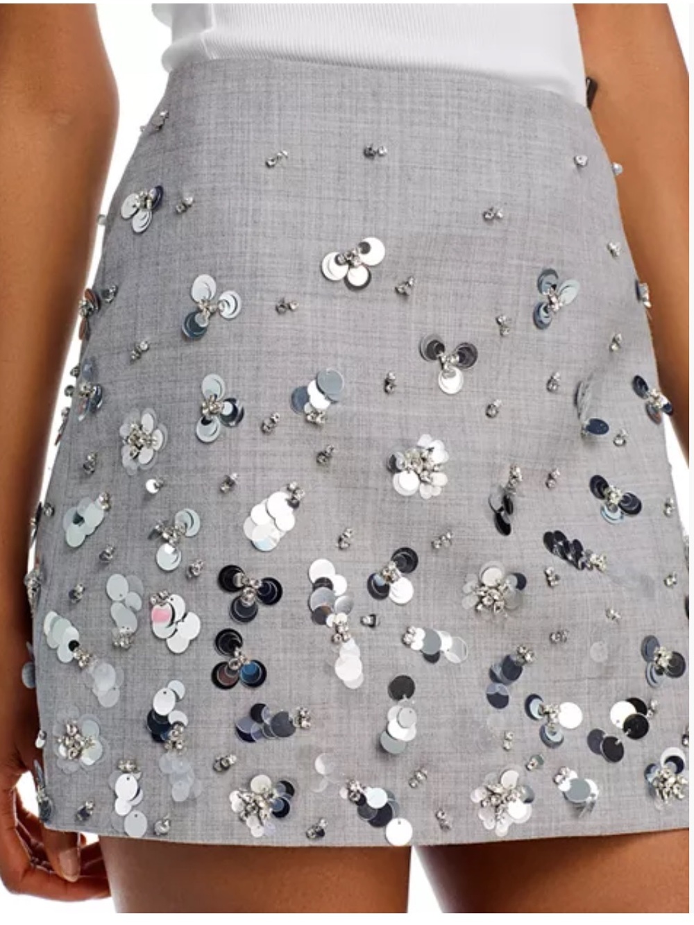 Simkhai Larissa Embellished Mini Skirt Embellished Sequin Mini Skirt - Gray